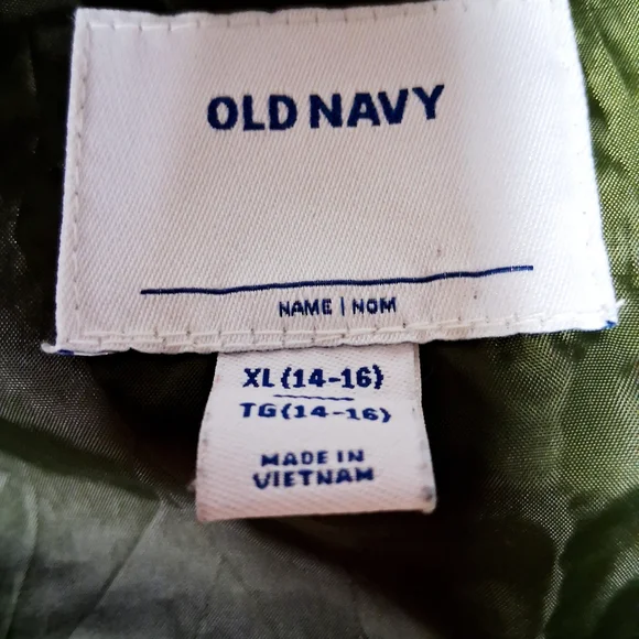 Old Navy Olive Light Jacket with Charcoal Details - Picture 3 of 4